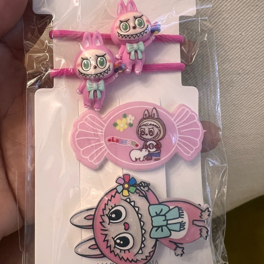 Pink Labubu Hair Accessories Set